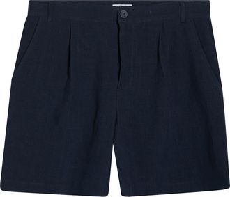 Percival Pleated Linen Shorts in Navy at Nordstrom, Size 30