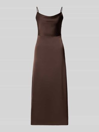 Vila Abendkleid aus Satin Modell RAVENNA in Dunkelbraun, Gr&ouml;&szlig;e 34