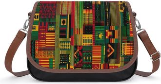 Generic African Kente Cloth Ethnic Art Small Womens Crossbody Bags Shoulder Handbag with Adjustable Strap for Travel