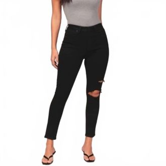 Abercrombie & Fitch Curve Love High Rise Super Skinny Ankle Jeans In Black
