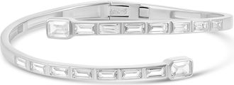 SHYMI Baguette Wrap Bangle -.925 Sterling Silver, 14K Gold-Plated, Rhodium Plated, Cubic Zirconia, Easy On / Off, Day to Night