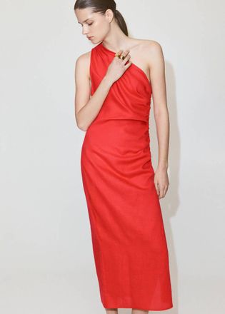 Mango Vestito asimmetrico increspato arancione - Donna - XS - MANGO