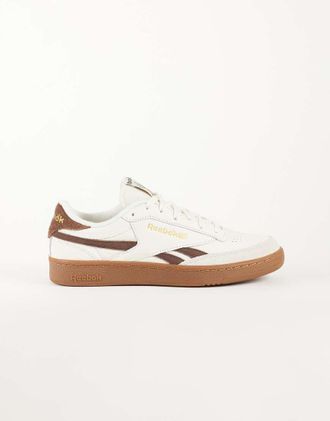 Reebok Club C Revenge Vintage sneakers bianche e marroni con suola in gomma-Bianco