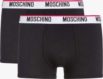 Moschino Set of 2 cotton jersey boxers with logo - Black