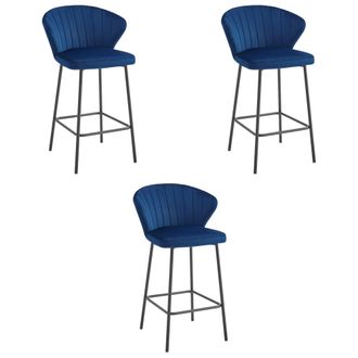 OEM Taburete Gatta - Terciopelo Azul Marino / Patas Negras X 3