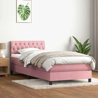 vidaXL Vidaxl Cama Box Spring Con Colch&oacute;n Terciopelo Rosa 90x210 Cm