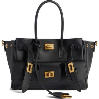 Balenciaga Mini Bel Air Leather Tote in 1000 Black at Nordstrom