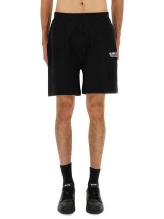 Helmut Lang Logo-Embroidered Cotton Bermuda Shorts - Black