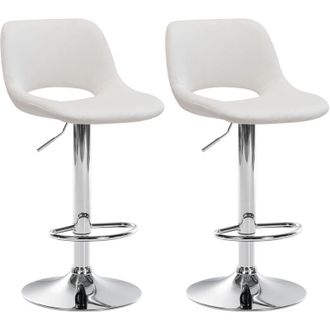 Clp Clp - Set De 2 Taburetes De Bar Camden En Terciopelo Crema Metal Cromado