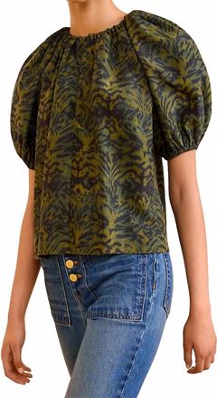 Ulla Johnson Talie Silk Short Sleeve Blouse In Desert Jasper