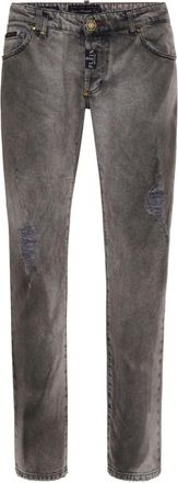 Philipp Plein low-rise straight-leg jeans - men - Cotton/Elastane/Polyester/Cotton - 32 - Grey