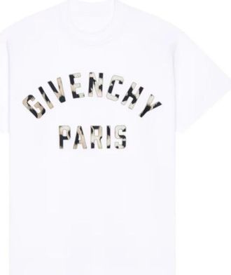 Givenchy Paris Borduur Katoenen T-shirt - Dames - T-shirts - Wit - S - Katoen - Tops