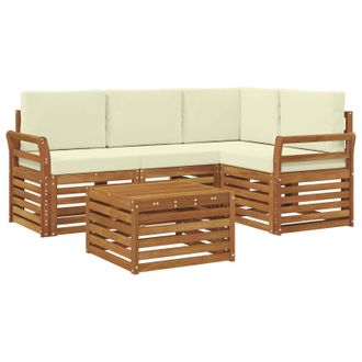 vidaXL Conjunto De Sof&aacute;s De Exterior Con Coj&iacute;n 5 Pcs Natural Y Crema Vidaxl