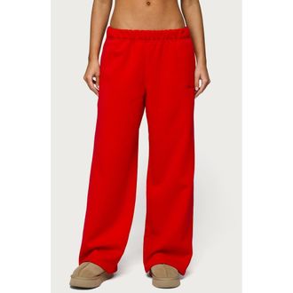 Edikted Basic Girl Wide Leg Sweatpants in Red at Nordstrom, Size X-Large