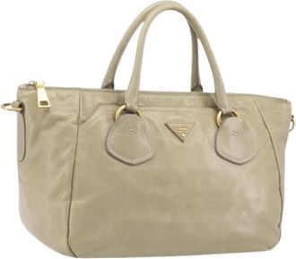 Prada Pre-owned Vintage Hand Bag - Dames - Vintage Handtas - Beige - ONE Size - Leer - Vintage