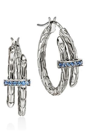 John Hardy Spear Hoop Earrings, Sterling Silver, Sapphires in Silver/blue at Nordstrom