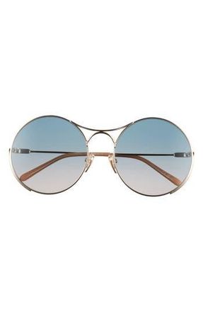 Chlo&eacute; 58mm Gradient Round Sunglasses in Gold Gold Green at Nordstrom Rack