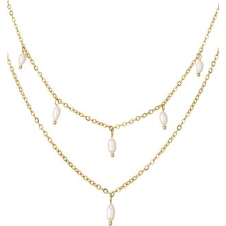 st. Moran Set of 2 Assorted Freshwater Pearl Necklaces in Gold/White at Nordstrom