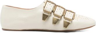 Chlo&eacute; Susanna buckle embellished ballet flats - women - Buffalo Leather/Lambskin/Lambskin - 38.5 - Neutrals