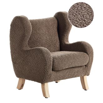 Beliani Sill&oacute;n De Boucl&eacute; Tapizado Con Reposabrazos Suave Mobiliario Habitaci&oacute;n Infantil Marr&oacute;n Farum