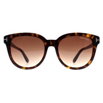 Tom Ford Ronde Dames Donker Havana Bruin Kleurverloop Olivia FT0914