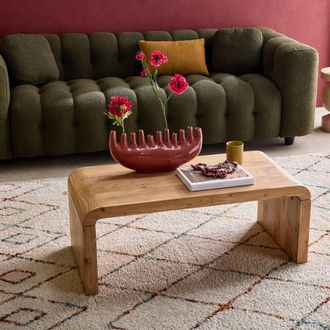 Sweeek Rectangular Coffee Table Solid Acacia Wood in Light Brown