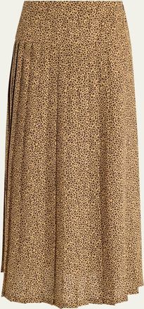 Valentino Garavani High-Waist Leopard-Print Silk Skirt
