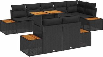 vidaXL Conjunto De Sof&aacute; De Jard&iacute;n 9 Pcs Negro Polirat&aacute;n Vidaxl