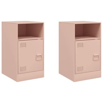 Berkfield Home Bedside Cabinets 2pcs Pink 34.5x39x62 cm Steel