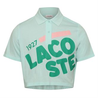Lacoste Womens Lacoste Loose Fit Printed Organic Cotton Polo in Green