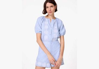 Kate Spade New York Chambray Embroidered Blouse