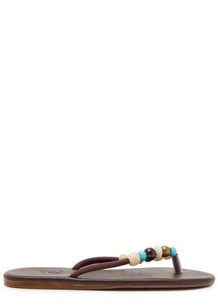 Ancient Greek Sandals Saionara Beaded Leather Sandals - Brown - 41 (IT41/ UK8)