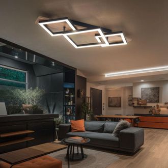 Globo Lighting Lampada da soffitto a led lampada da soggiorno lampada da soffitto lampada da sala da pranzo lampada da cucina, metallo plastica aspetto legno nero