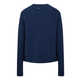 HUGO BOSS Dames-T-shirt met geribde kraag, slank model en lange mouwen (Donkerblauw)