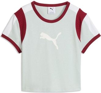 Puma (WMNS) PUMA Graphics Ringer Baby T-Shirt Creme De Mint Garnet Glow 636621-29