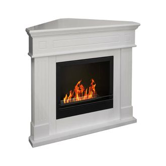 Dmora Chimenea De Bioetanol Dstrakosh, Chimenea Ecol&oacute;gica, Hogar Sin Humo, Calefactor De Etanol, Made In Italy, 63x110 H102 Cm, Blanco - Dmora