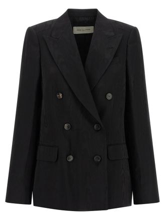 Dries Van Noten Black Textured Peaked Lapel Blazer