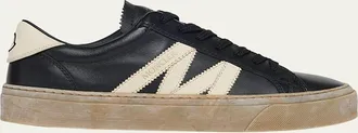 Moncler Mens Monaco2 Leather and Nubuck Low-Top Sneakers