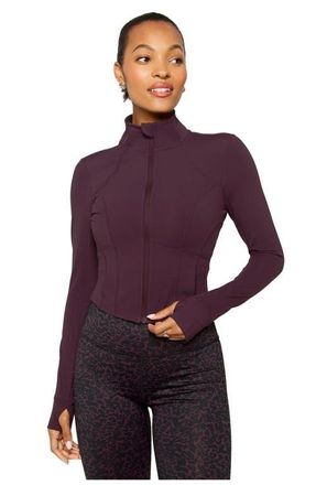 Fabletics Perfect Storm Cropped Train Jacket in Oxblood at Nordstrom, Size Xx-Large