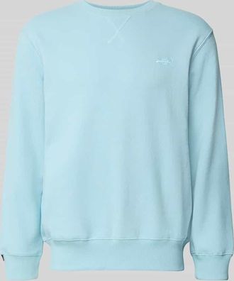 Superdry Sweatshirt mit Rundhalsausschnitt und Label-Stitching in Hellblau, Gr&ouml;&szlig;e XXXL