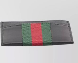 Gucci web trademark leather compact card case