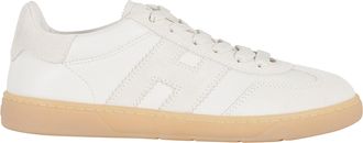 Hogan Cream Cool Laced Side-Logo Leather Sneakers
