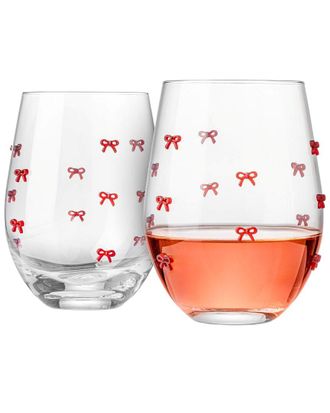 Godinger Set Of 2 Stemless Christmas Glasses