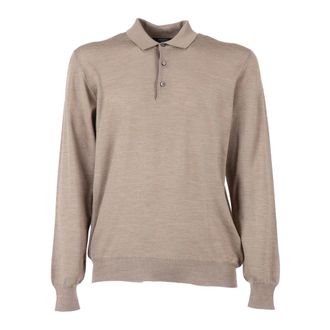 Fedeli Round-neck Knitwear, male, Gray, Size: 2XL Polo Shirt L/S Knitted Sweater