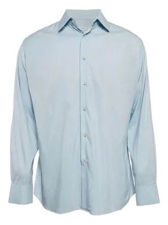 【PRADA】blue long sleeves shirt Prada long-sleeve Cotton Shirt | Blue | FARFETCH