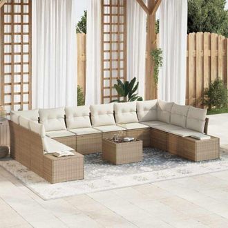 vidaXL Vidaxl - Conjunto De Sof&aacute; De Jard&iacute;n Con Coj&iacute;n 11 Pcs Beige Polirat&aacute;n
