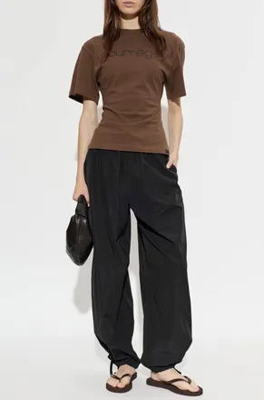 Courr&egrave;ges T-shirt With Printed Logo, Womens, Brown
