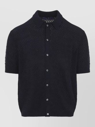 Ralph Lauren Purple Label short sleeve polo knit chevron cardigan