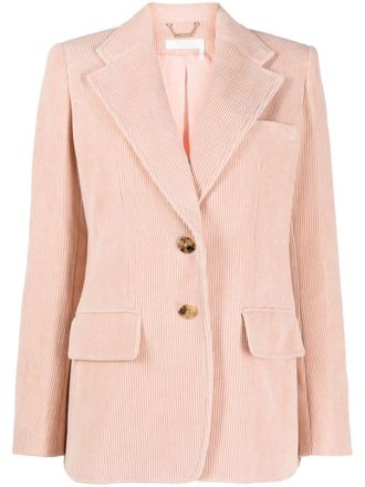 Chlo&eacute; single-breasted corduroy blazer - women - Viscose/Wool/Cotton/Silk - 40 - Pink