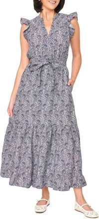 Gibsonlook Floral Tie Waist Maxi Dress in Midnight Vine at Nordstrom, Size Xx-Large
